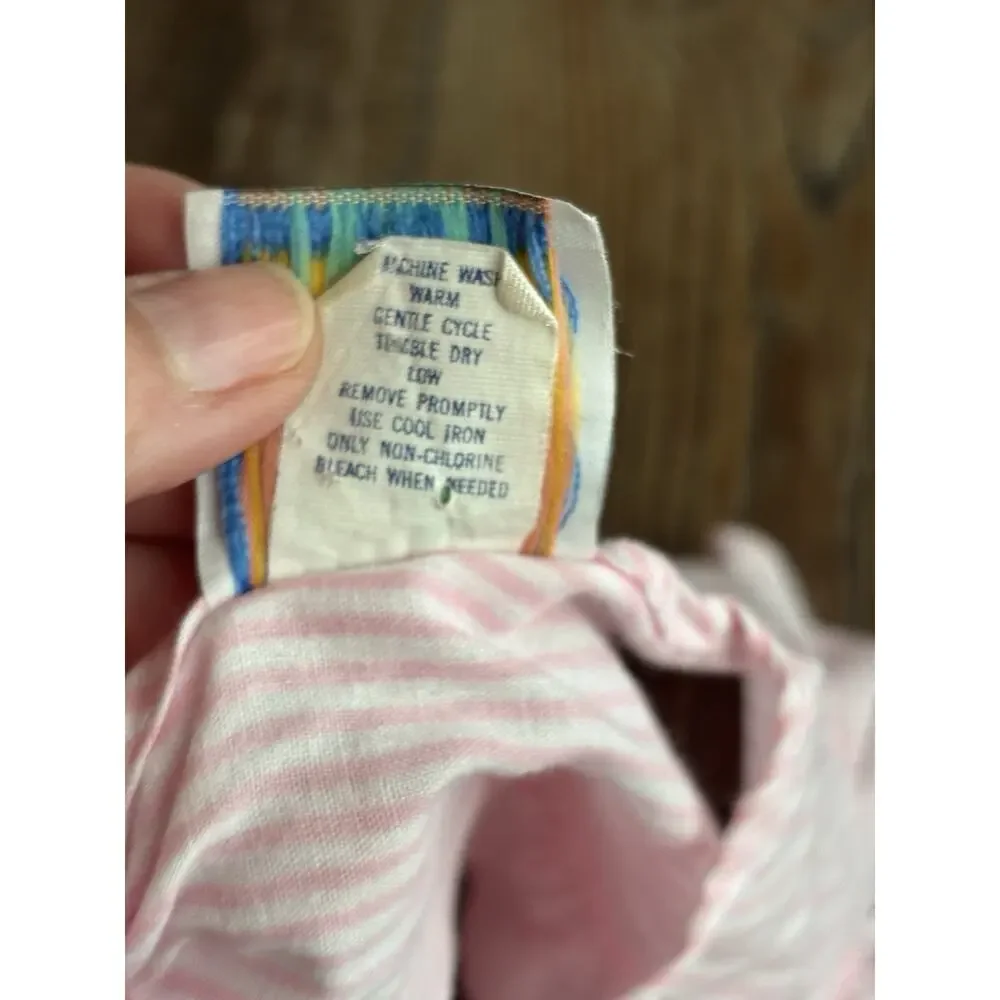Vintage 80s Baby Girl Pride N Joy Pink Ice Cream tie summer shirt 6-9 months